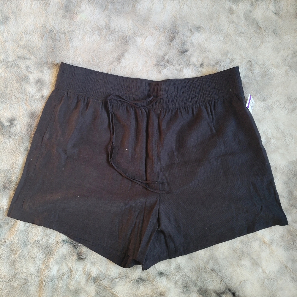 NWOT Open Edit Nordstrom Women's Black Casual Summer Drawstring Shorts 3X